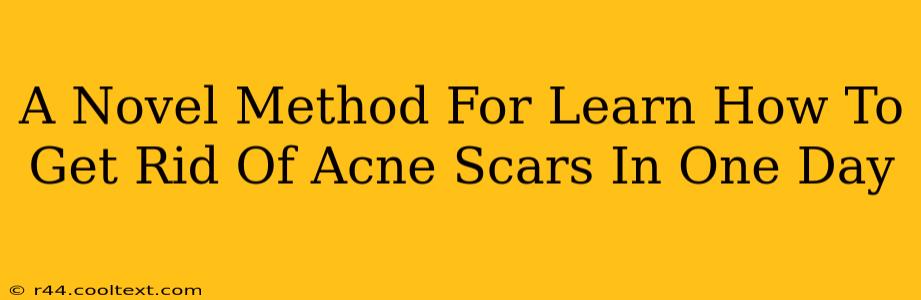 A Novel Method For Learn How To Get Rid Of Acne Scars In One Day