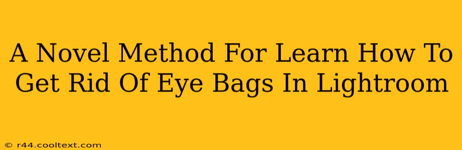 A Novel Method For Learn How To Get Rid Of Eye Bags In Lightroom