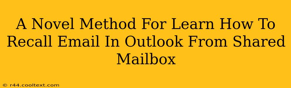 A Novel Method For Learn How To Recall Email In Outlook From Shared Mailbox