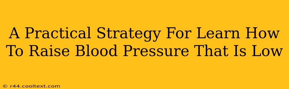 A Practical Strategy For Learn How To Raise Blood Pressure That Is Low