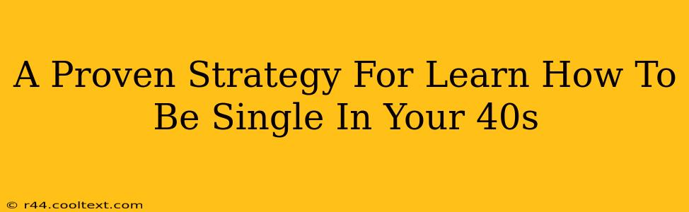 A Proven Strategy For Learn How To Be Single In Your 40s