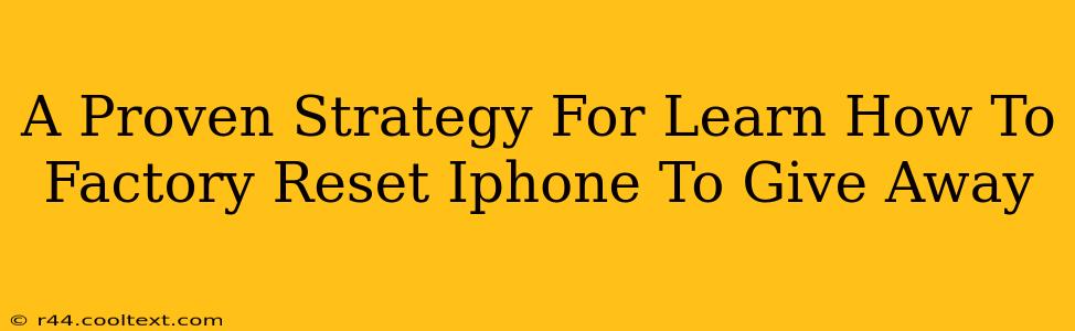 A Proven Strategy For Learn How To Factory Reset Iphone To Give Away