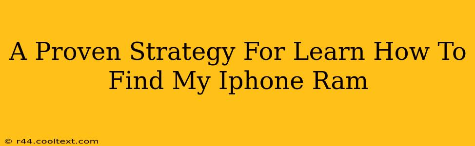 A Proven Strategy For Learn How To Find My Iphone Ram