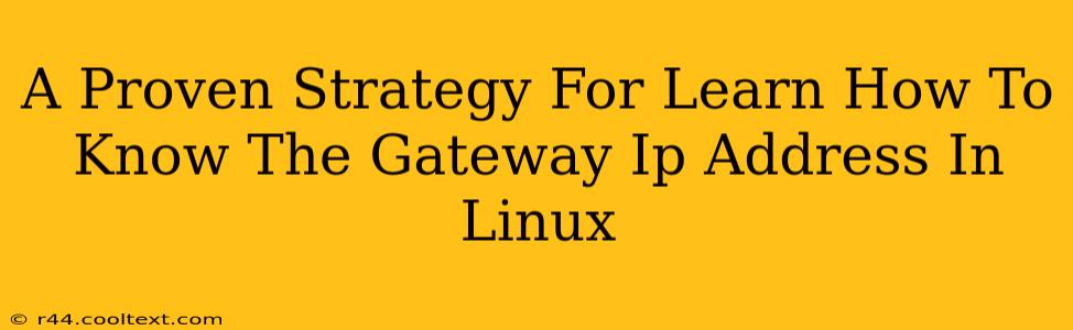 A Proven Strategy For Learn How To Know The Gateway Ip Address In Linux