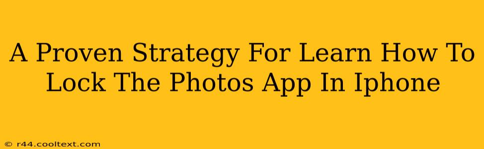 A Proven Strategy For Learn How To Lock The Photos App In Iphone