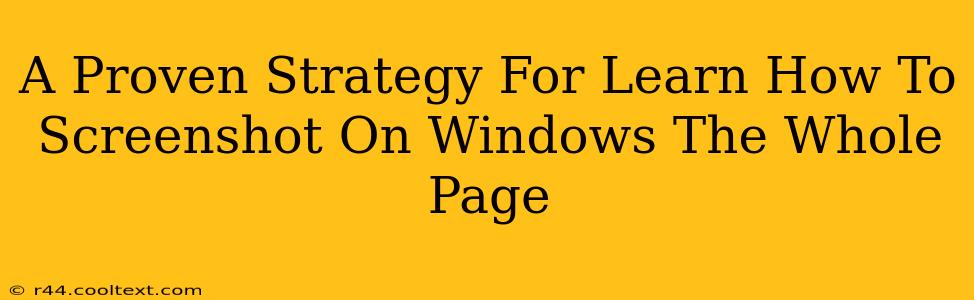 A Proven Strategy For Learn How To Screenshot On Windows The Whole Page