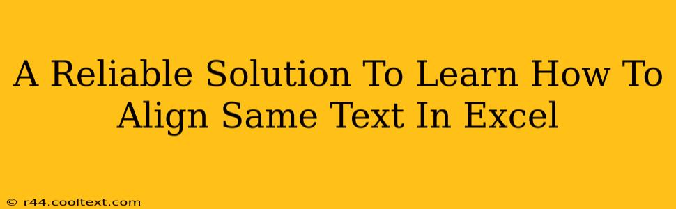 A Reliable Solution To Learn How To Align Same Text In Excel