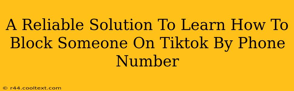 A Reliable Solution To Learn How To Block Someone On Tiktok By Phone Number