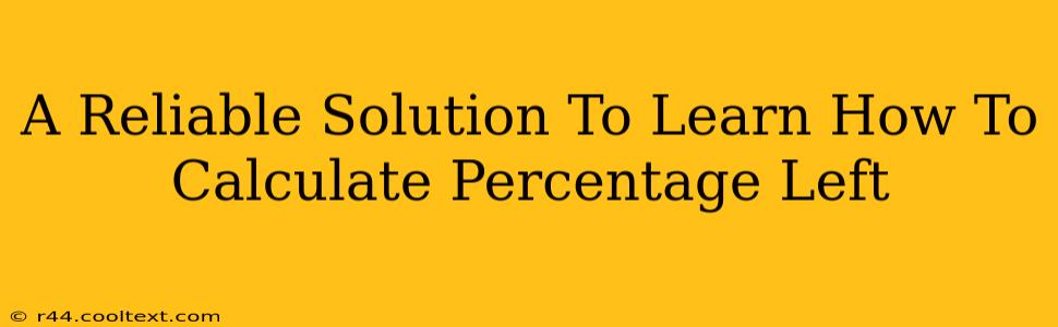 A Reliable Solution To Learn How To Calculate Percentage Left