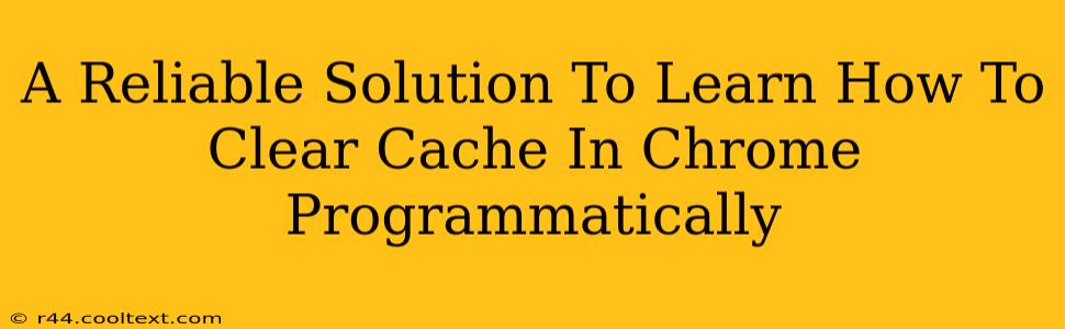 A Reliable Solution To Learn How To Clear Cache In Chrome Programmatically