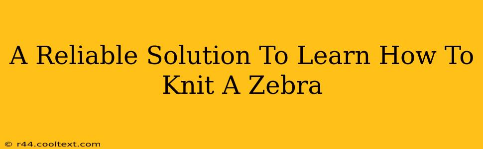 A Reliable Solution To Learn How To Knit A Zebra