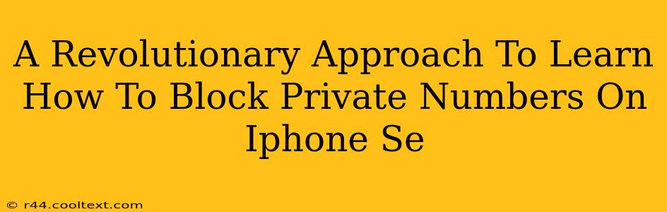 A Revolutionary Approach To Learn How To Block Private Numbers On Iphone Se