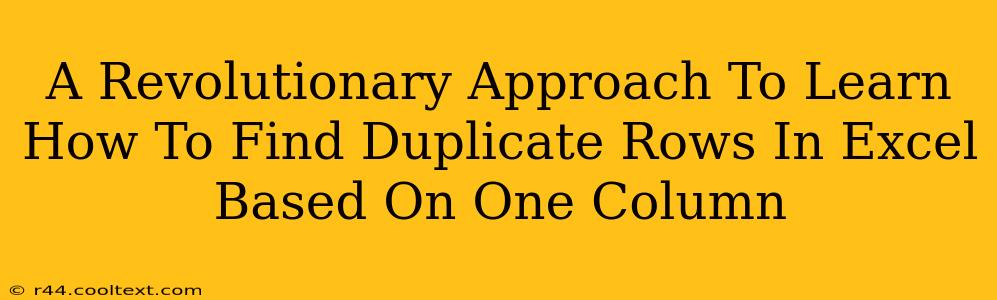 A Revolutionary Approach To Learn How To Find Duplicate Rows In Excel Based On One Column