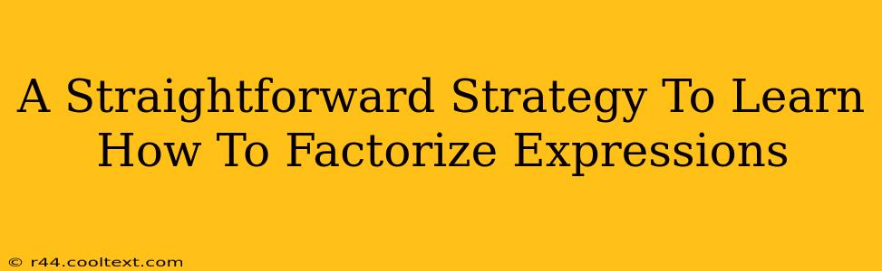 A Straightforward Strategy To Learn How To Factorize Expressions