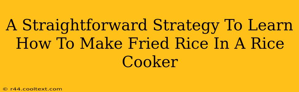 A Straightforward Strategy To Learn How To Make Fried Rice In A Rice Cooker