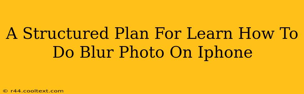 A Structured Plan For Learn How To Do Blur Photo On Iphone