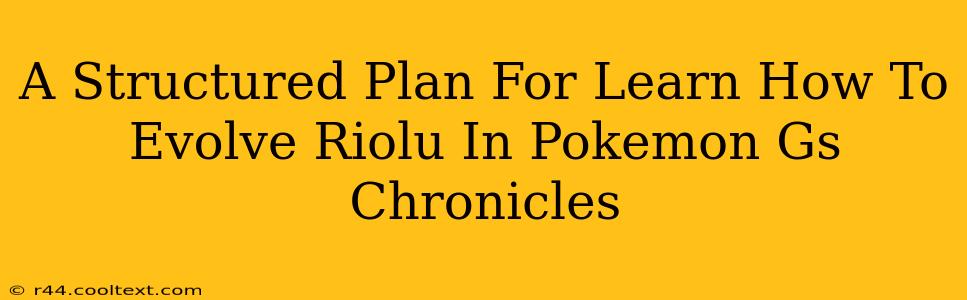 A Structured Plan For Learn How To Evolve Riolu In Pokemon Gs Chronicles