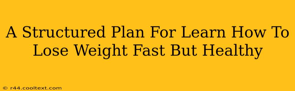 A Structured Plan For Learn How To Lose Weight Fast But Healthy