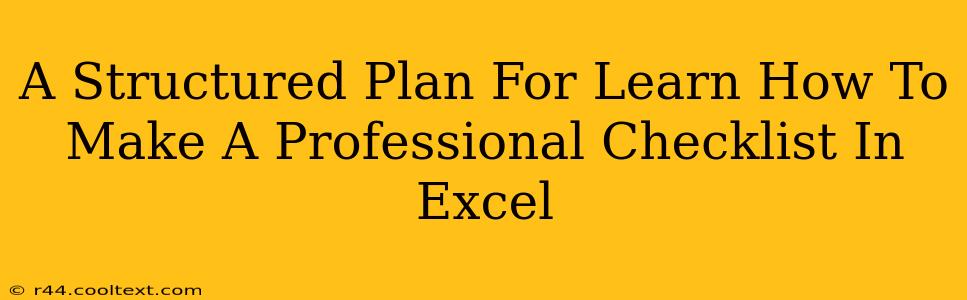 A Structured Plan For Learn How To Make A Professional Checklist In Excel