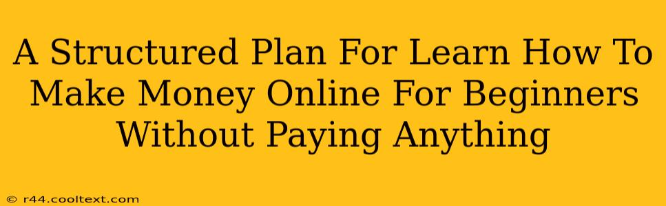 A Structured Plan For Learn How To Make Money Online For Beginners Without Paying Anything