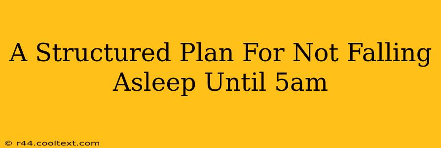 A Structured Plan For Not Falling Asleep Until 5am