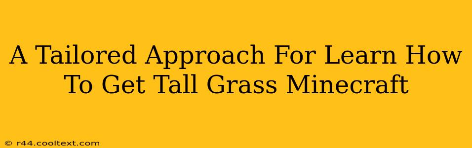 A Tailored Approach For Learn How To Get Tall Grass Minecraft