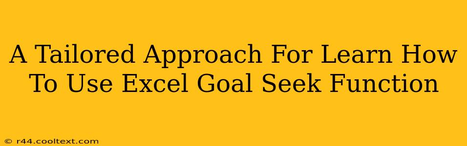 A Tailored Approach For Learn How To Use Excel Goal Seek Function