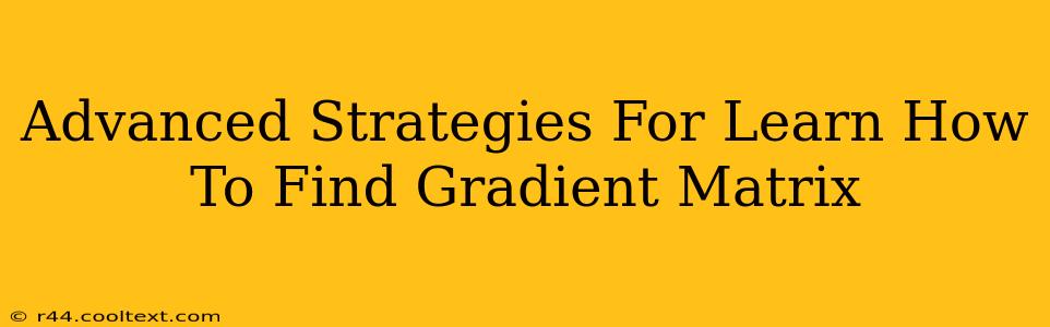 Advanced Strategies For Learn How To Find Gradient Matrix