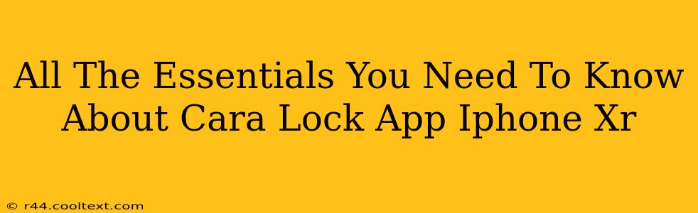 All The Essentials You Need To Know About Cara Lock App Iphone Xr