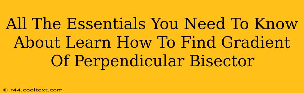 All The Essentials You Need To Know About Learn How To Find Gradient Of Perpendicular Bisector