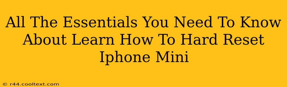 All The Essentials You Need To Know About Learn How To Hard Reset Iphone Mini