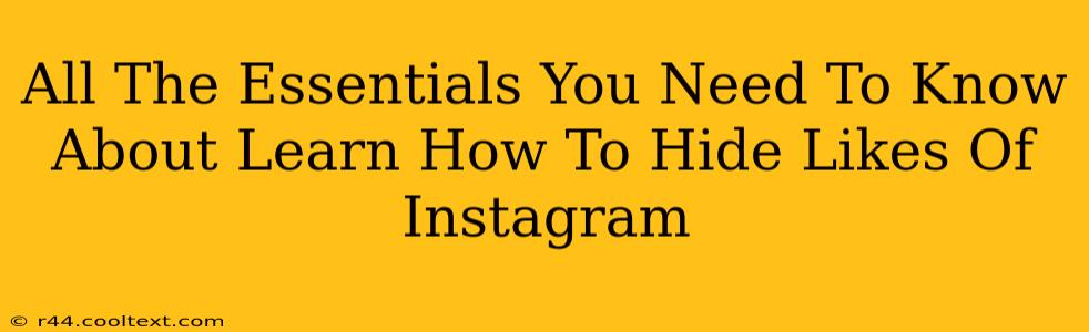 All The Essentials You Need To Know About Learn How To Hide Likes Of Instagram