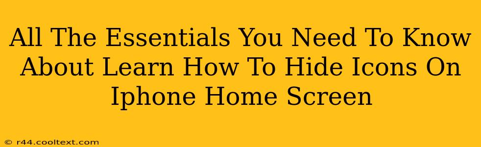 All The Essentials You Need To Know About Learn How To Hide Icons On Iphone Home Screen