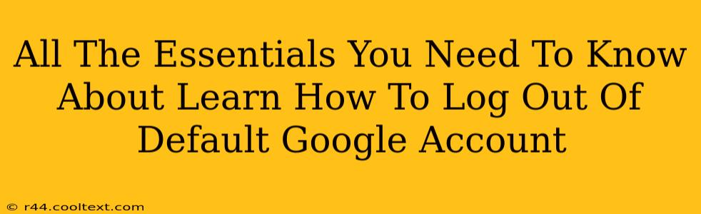 All The Essentials You Need To Know About Learn How To Log Out Of Default Google Account