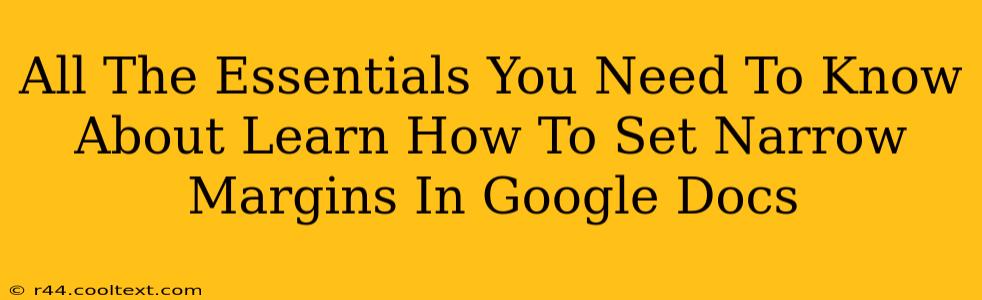 All The Essentials You Need To Know About Learn How To Set Narrow Margins In Google Docs