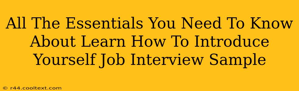 All The Essentials You Need To Know About Learn How To Introduce Yourself Job Interview Sample