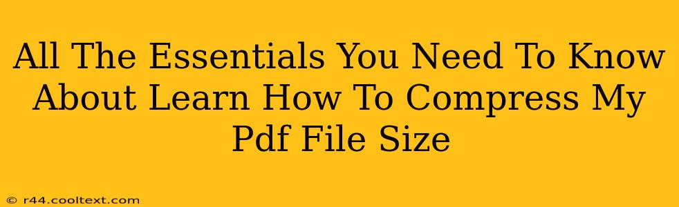 All The Essentials You Need To Know About Learn How To Compress My Pdf File Size