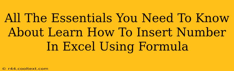 All The Essentials You Need To Know About Learn How To Insert Number In Excel Using Formula