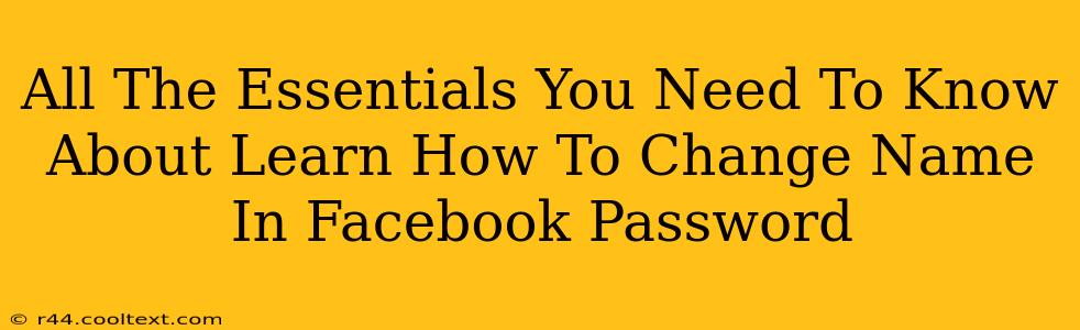 All The Essentials You Need To Know About Learn How To Change Name In Facebook Password