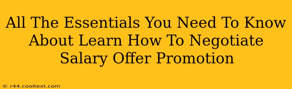 All The Essentials You Need To Know About Learn How To Negotiate Salary Offer Promotion