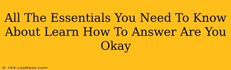 All The Essentials You Need To Know About Learn How To Answer Are You Okay