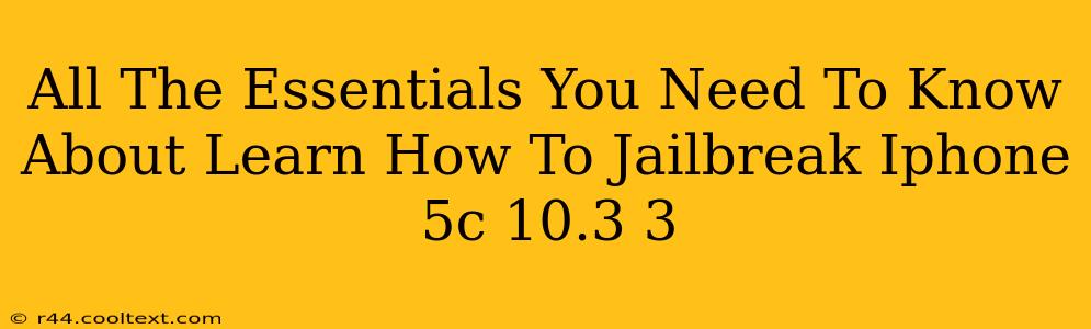 All The Essentials You Need To Know About Learn How To Jailbreak Iphone 5c 10.3 3