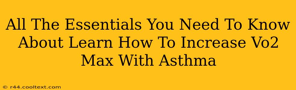 All The Essentials You Need To Know About Learn How To Increase Vo2 Max With Asthma