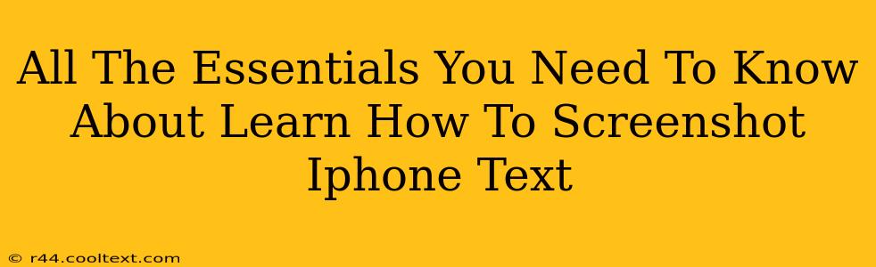 All The Essentials You Need To Know About Learn How To Screenshot Iphone Text