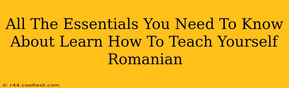 All The Essentials You Need To Know About Learn How To Teach Yourself Romanian