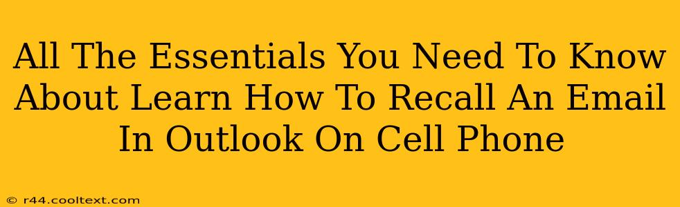 All The Essentials You Need To Know About Learn How To Recall An Email In Outlook On Cell Phone