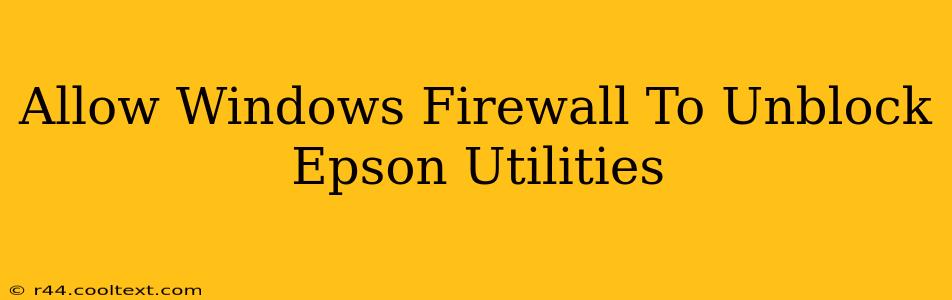 Allow Windows Firewall To Unblock Epson Utilities