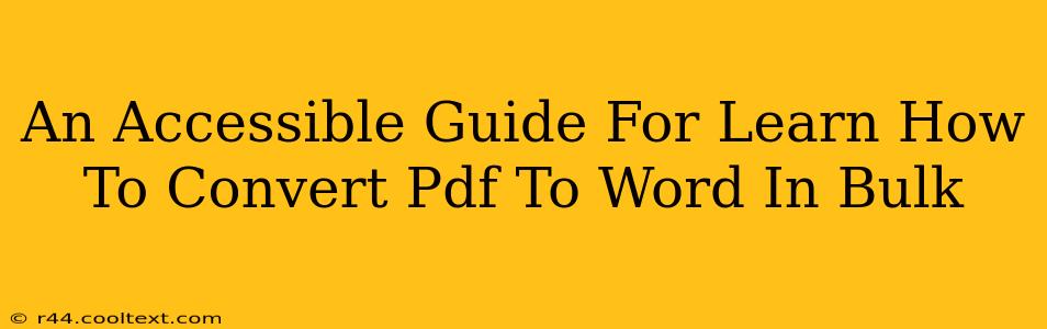 An Accessible Guide For Learn How To Convert Pdf To Word In Bulk