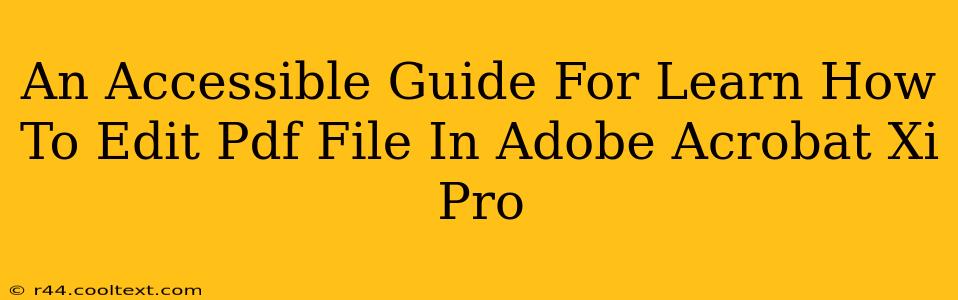 An Accessible Guide For Learn How To Edit Pdf File In Adobe Acrobat Xi Pro