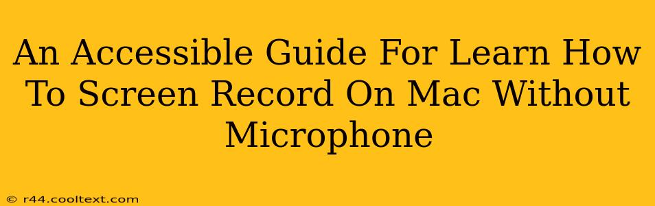 An Accessible Guide For Learn How To Screen Record On Mac Without Microphone